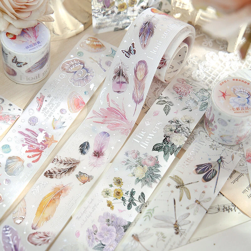 Flower Feather Bird Adhesive Washi Masking Tape Journal Album Decorative Sticker - Image 2 of 4