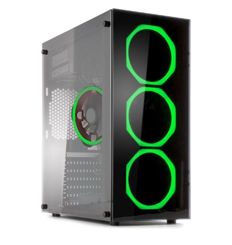 PC DESKTOP GAMING VETRO LED VERDE I3-8100 SSD480GB RAM8GB WIN 10PRO GTX1050TI4GB - Foto 5 di 7
