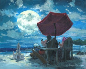 Mickey Mouse Walt Disney Fine Art James Coleman Signed Lt Ed 195 Under Moonlight