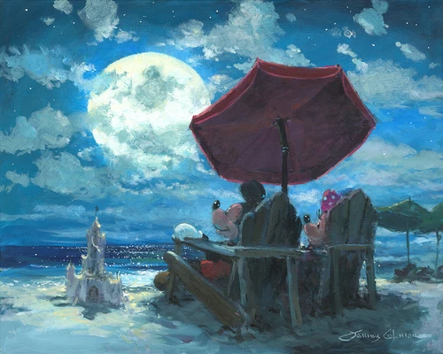 Mickey Mouse Walt Disney Fine Art James Coleman Signed Lt Ed 195 Under Moonlight