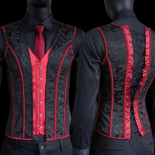 Corset Vest Tummy Control Waist Girdle Medieval Waistcoat Lace Up Boned Costume - Picture 20 of 25