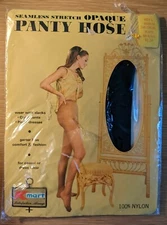 Vintage K-Mart/Kresge Seamless Stretch Opaque 100% Nylon Pantyhose Sz Med Black