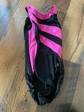 Gymnastic Girl Snowflake Designs Black Hot Pink Metallic Foil Leotard  XSmall