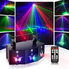 9-Eyes Laser Light DMX RGB DJ Projector Sound-Activated Stage Lighting W/Remote