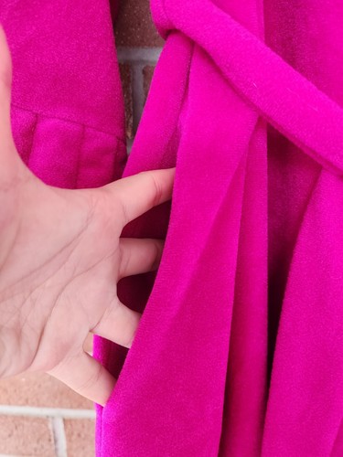 Vtg Vanity Fair Hot PINK Velour Belted Robe Housecoat Dressing Gown sz L Pockets - Picture 5 of 18