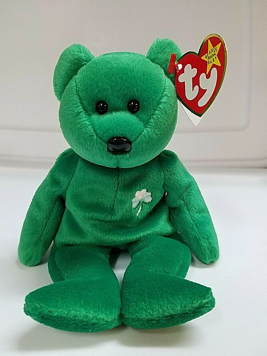 ERIN GREEN WITH 3 LEAF CLOVER BEANIE BABY NEW BEEN STORED IN BAG