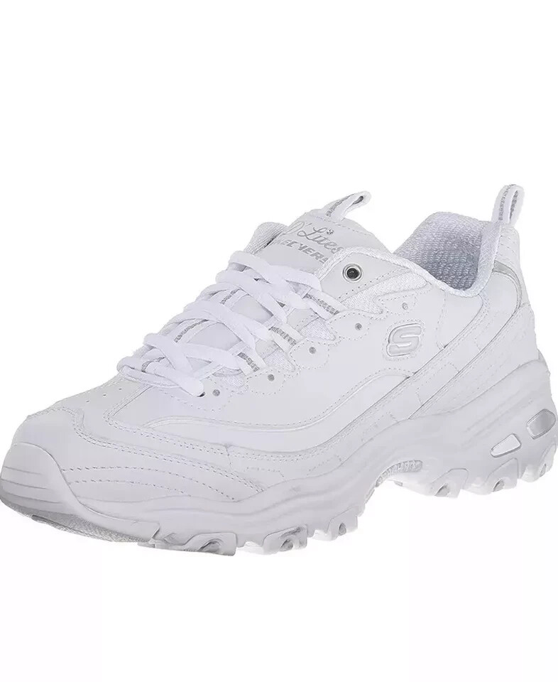 NEW Womens Skechers D'Lites Fresh Start Athletic Shoes, White, Size 9.5