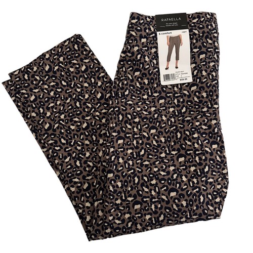 Rafaella Womens Size 6 Leopard Pull On Soft Stretch Comfort Capri Pants NWT