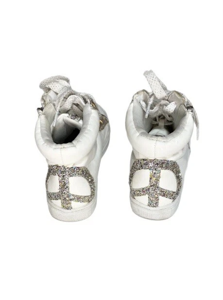 Justice peace sign high top Shoe Sneakers big girls size 6 - Image 2 of 4