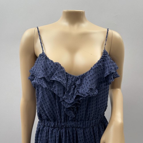 Shoshanna Dress Women 8 Blue Ruffle Mini Silk Blend Pockets Cocktail Party - Picture 2 of 10
