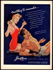 1943 JANTZEN Swim Bathing Suit Forties 1940s AD Perky Breasts