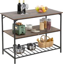 3 Tier Kitchen Island Kitchen Storage Kitchen Counter with Large Storage Space