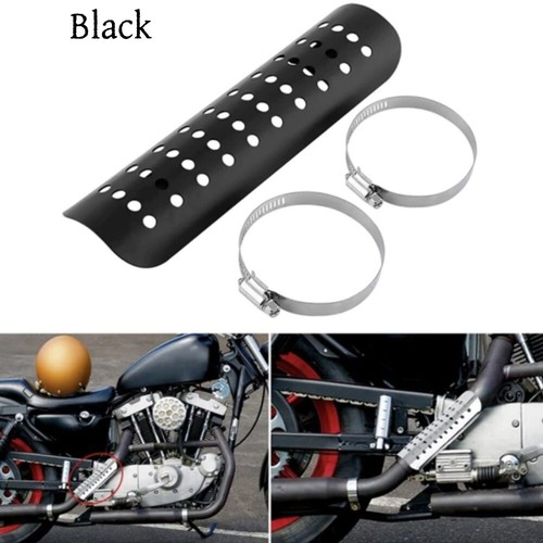 BLK Universal Black Exhaust Muffler Pipe Heat Shield Cover Heel Guard Motorcycle - Picture 8 of 8