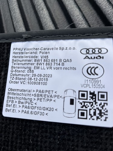 NEW 2018-2021 AUDI A5/S5 Cabriolet OEM Carpet FLOOR Mats 8W7864450AQA5 - Picture 2 of 6