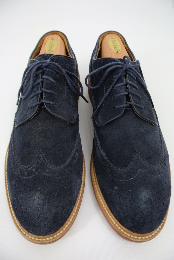 J.Crew Superior Shoes Kenton Navy Blue Suede Leather Wingtip 