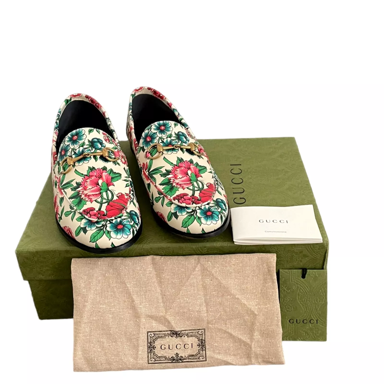 Mocassins en cuir imprimé floral GUCCI neufs chaussures femmes UE 38   US 8 