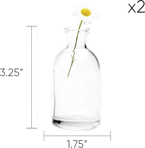 Mini Clear Glass Bud Vases Set of 10 Cute Vintage Rustic Centerpieces for Events - Picture 6 of 6
