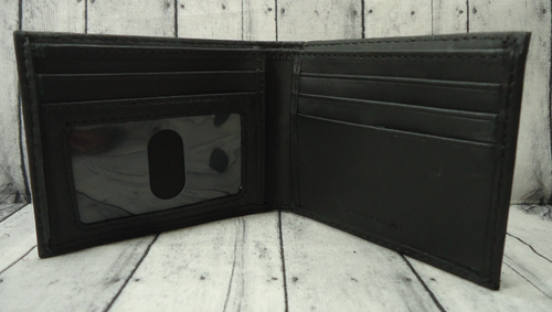 Cartera Billetera Dickies Para Hombres Cuero Negra Delgada Doble Pliegue Grande Logotipo Repujado Nueva con Etiquetas - Imagen 9 de 14