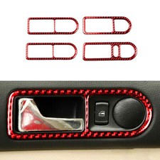 Panel de manija de puerta de coche A moldura de fibra de carbono para VW Golf4 GTI Jetta MK4 1999-04 rojo