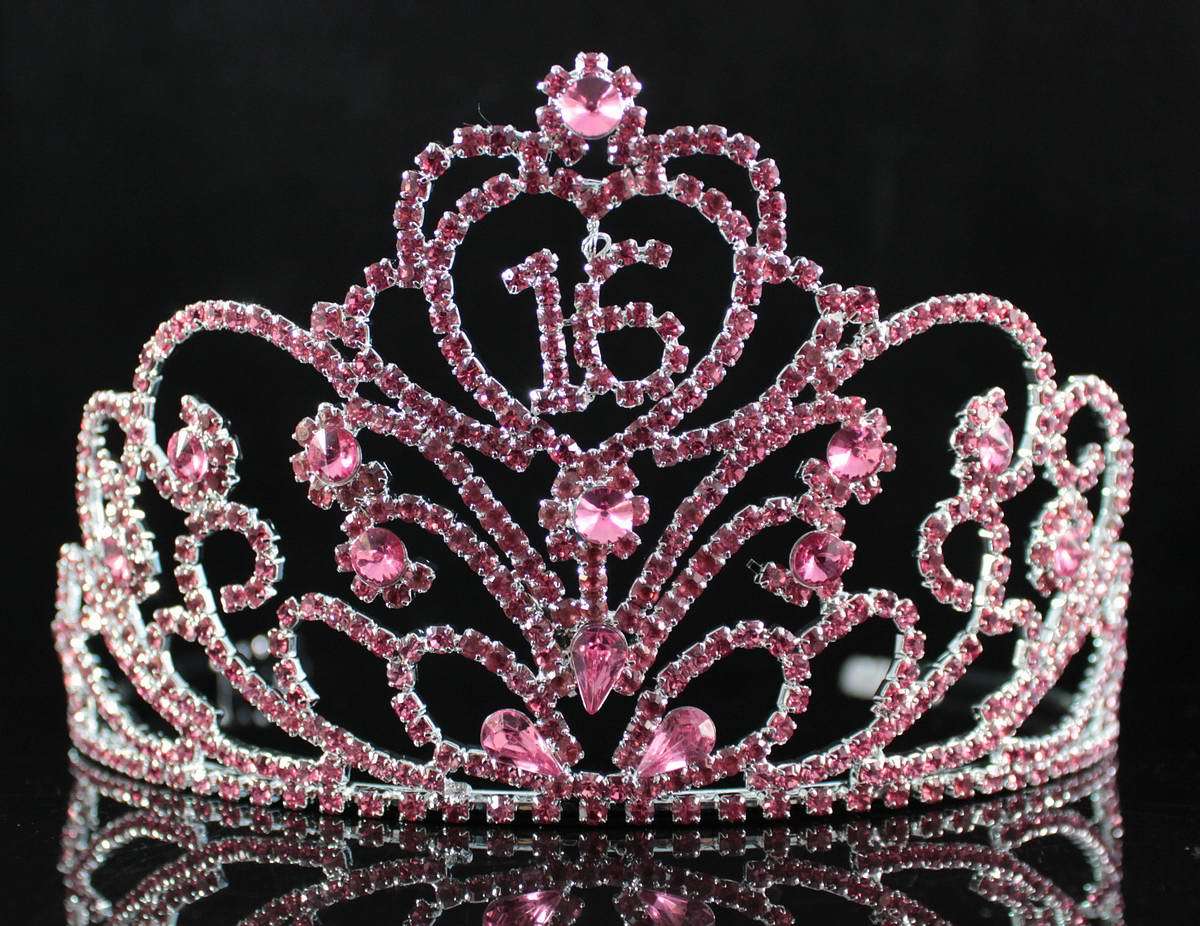 SWEET SIXTEEN 16 BIRTHDAY PARTY RHINESTONE TIARA CROWN W/ HAIR