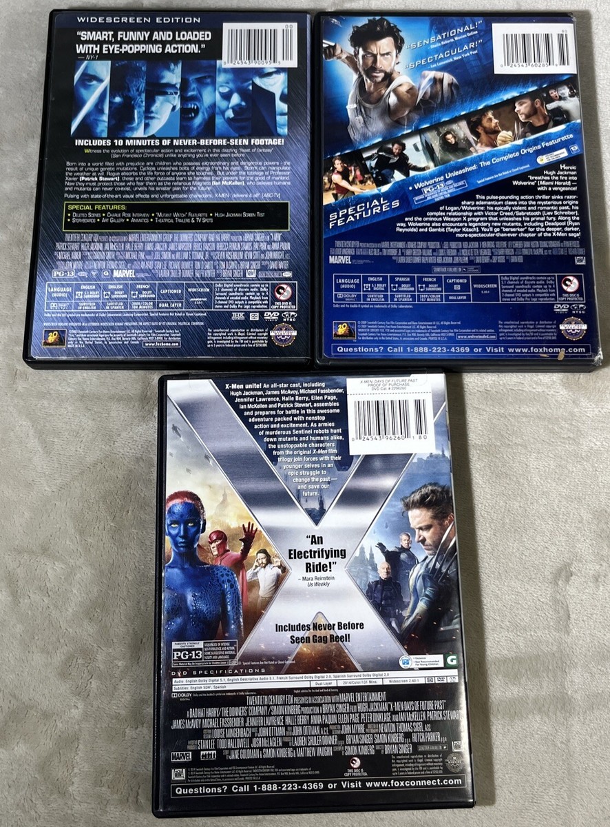 Marvel DVD Lot Of 3 Movies X-Men Origins Wolverine Days Of Future