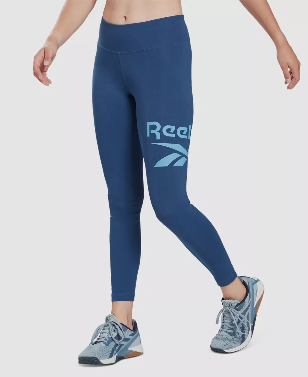 $40 Reebok Women's Blue Logo High Waist Stretch Legging Pants Size Large