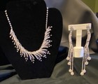 Necklace, Rhinestones, Adjustable W/5”  Pierced earrings — photo 3