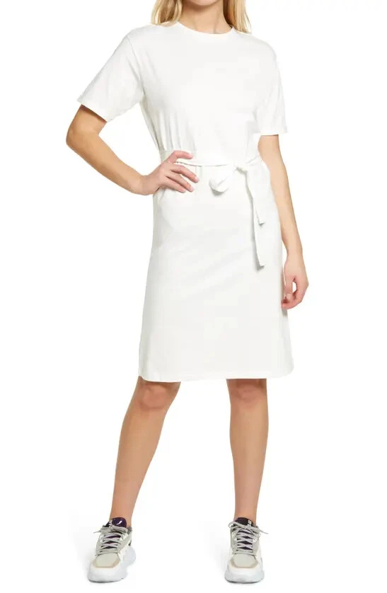 AWARE BY VERO MODA Olivia Tie Waist Organic Cotton Dress White S SMALL NEW | eBay