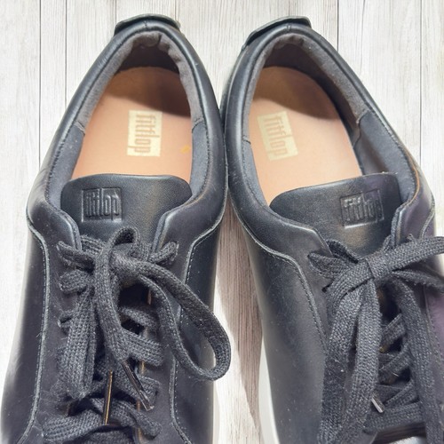Fitflop Rally Sneakers Donna Tg 9 Scarpe Nero Pelle Comode Carriera Stringate - Foto 4 di 11