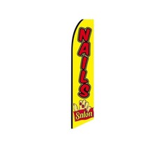 Nails Salon Swooper Flutter Feather Flag  3ft W x 11.5ft Tall