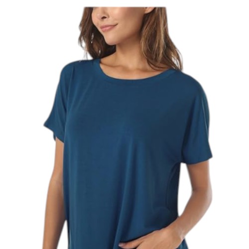 Women's Top Short Sleeve High Low Loose Fit Blue