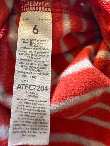 Carter's Toddler Boy's Red Striped Cozy Fleece Full Zip Long Sleeve PJs Size.. 6 - Picture 6 of 6