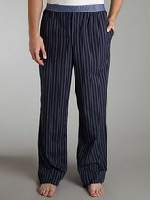 EMPORIO ARMANI Pajama Stripe Logo Banded Waist Navy Pants Cotton  S 
