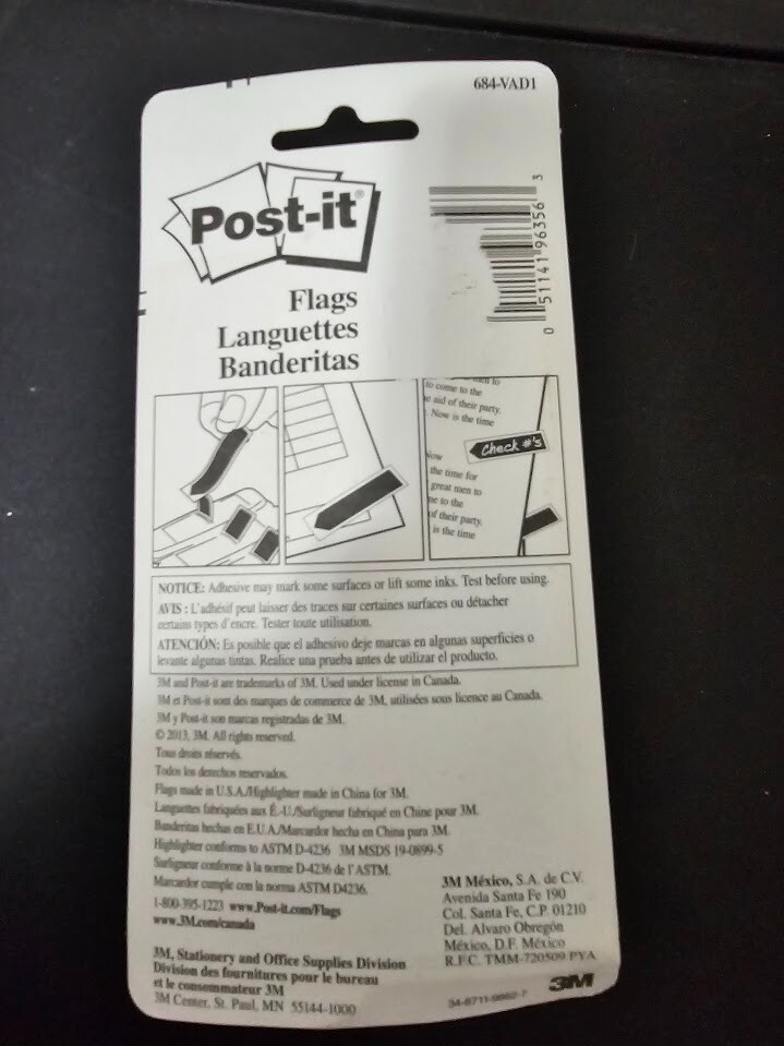 POST-IT FLAG COMBO PACK NOTES, FLAGS, FLAG,HIGHLIGHTER PEN NEW 684-VAD1