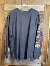 Carhartt Loose Fit T-Shirt Men's Medium M Long Sleeve Gray Heavyweight Graphic