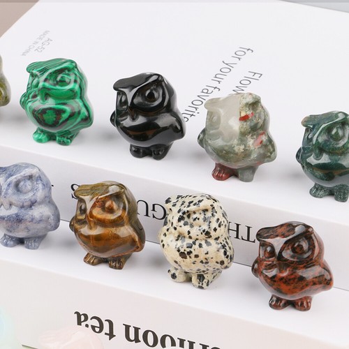 1.5" Owl Figurine Natural Quartz Crystal Healing Reiki Stone Carving Home Decor - Picture 2 of 32