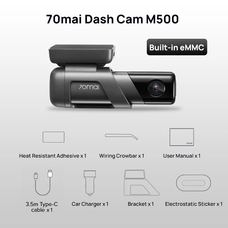 70mai Dash Cam M500 1944P 170FOV 70mai M500 Car DVR Dash Camera Recorder  GPS ADAS 24H Parking Monitor eMMC built-in Storage