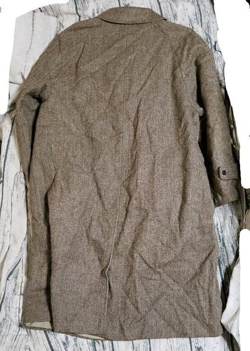 Aquascutum Reversible Trench Coat Herringbone Tweed Beige Wool Rare Size M Used - Picture 2 of 5
