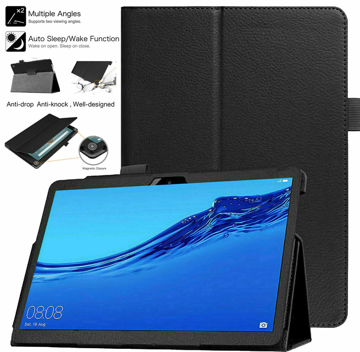 Case For Huawei Matepad T10 / T10s 10.1 Leather Folio Slim Book Stand Cover