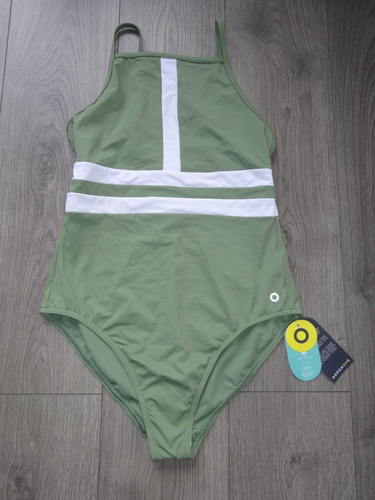 M&S GOODMOVE KHAKI MIX SECRET SLIMMING SWIMMING COSTUME SIZE 16