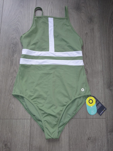 M&S GOODMOVE KHAKI MIX SECRET SLIMMING SWIMMING COSTUME SIZE 14 - Picture 1 of 4