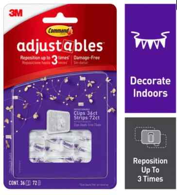 3M Command Adjustables 108 ct Mini Adjustable Decorating Clips & Strips