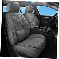 Car Seat Covers Full Set Grey, Luxury Faux Leather Car Seat Gray-Full Set
