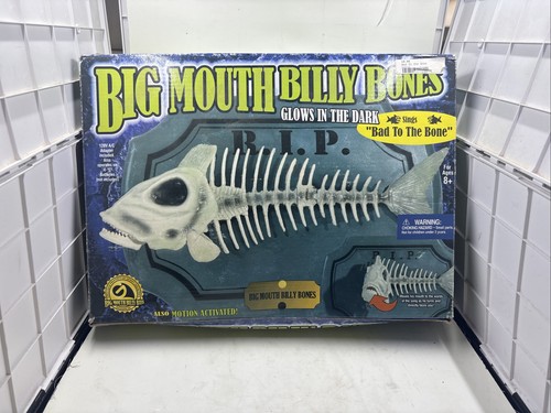 Vtg 1999 Gemmy Big Mouth Billy Bones Singing Fish Skeleton Halloween Decor READ