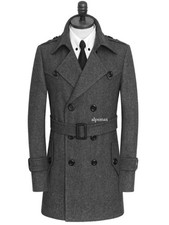 Wool Jacket Men New Autumn/winter Mid-length Woolen Warm Coats Double-breasted