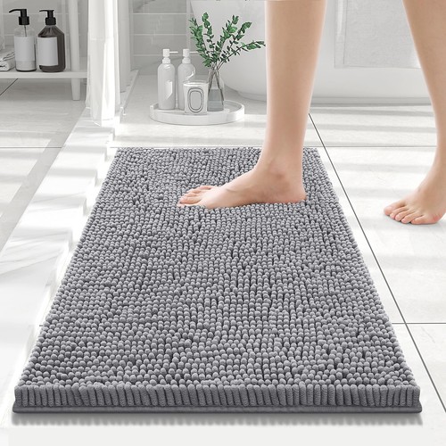 Luxury Chenille Bathroom Rugs 24x16, Extra Soft and Absorbent Shaggy Bath Mat...
