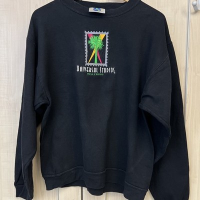 Rare Universal Studios Hollywood Vintage Embroidered Black Sweatshirt (M) c1999