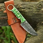 Handmade Damascus Steel Custom Resin Handle Skinner Blade Hunting Knife W Sheath