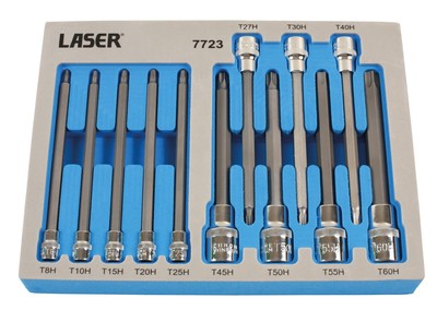 Laser Tools Langes Tamperproof Torx� Stecknuss Bit Set 1/4''D, 3/8''D, 1/2''D 7723
