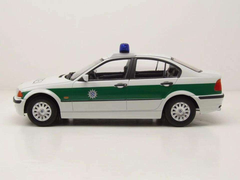BMW 3er E46 Limousine Polizei 1999 weiß grün Modellauto 1:18 KK Scale - Bild 3 von 4